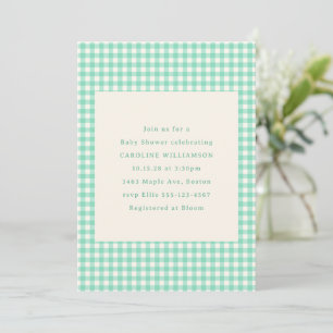 Mint Green Gingham Karierte Niedliche Summer Baby  Einladung