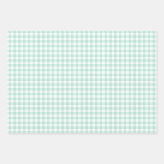 Mint Green Gingham Karo Pattern Geschenkpapier Set (Vorderseite 3)