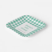 Mint Green Gingham Karo Rustic Baby Dusche Pappteller (Gewinkelt)