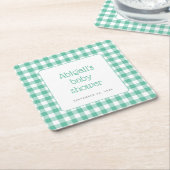 Mint Green Gingham Karo Rustic Baby Dusche Rechteckiger Pappuntersetzer (angewinkelt)