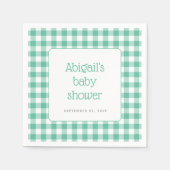 Mint Green Gingham Karo Rustic Baby Dusche Serviette (Vorderseite)