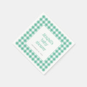 Mint Green Gingham Karo Rustic Baby Dusche Serviette (Ecke)