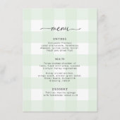 Mint Green Gingham Menu Menükarte (Vorderseite)