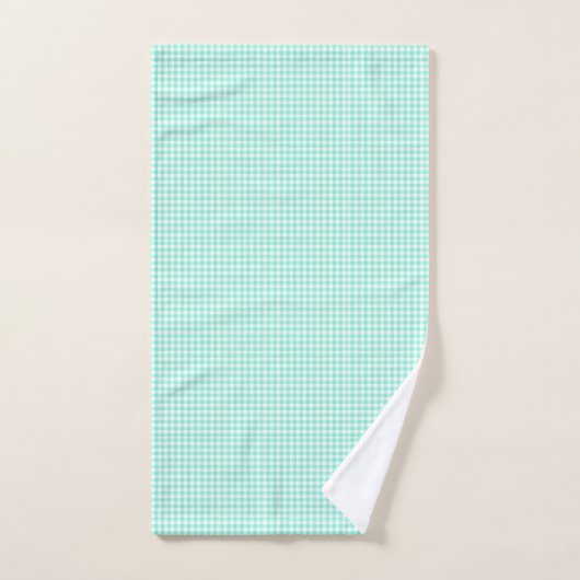 Mint Green Gingham Pattern Kleiner Karo Kariert Handtuch (Handtuch)