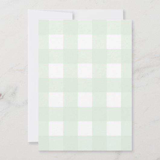 Mint Green Gingham Taufe Einladung (Rückseite)