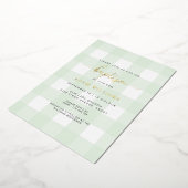 Mint Green Gingham Taufe Gold Foil Einladung (Gedreht)