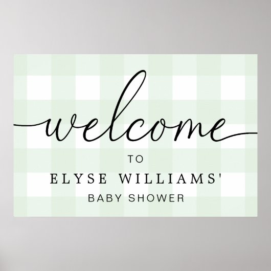 Mint Green Gingham Welcome Sign Poster (Vorne)