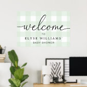 Mint Green Gingham Welcome Sign Poster (Heimbüro)