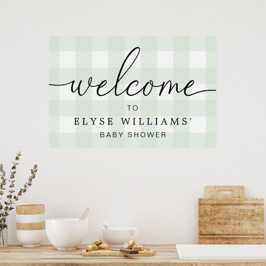 Mint Green Gingham Welcome Sign Poster (Küche)
