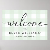 Mint Green Gingham Welcome Sign Poster (Vorne)
