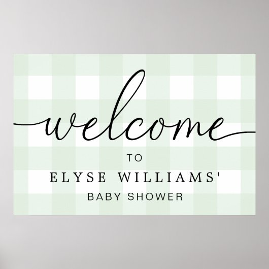 Mint Green Gingham Welcome Sign Poster (Vorne)