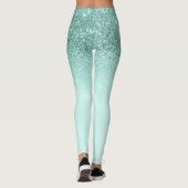 Mint Green Glam Glitzer Sparkle Ombre Trendy Leggings (Rückseite)