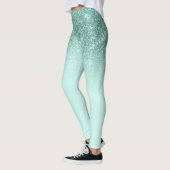 Mint Green Glam Glitzer Sparkle Ombre Trendy Leggings (Links)