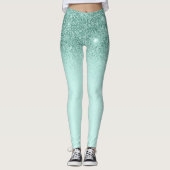 Mint Green Glam Glitzer Sparkle Ombre Trendy Leggings (Vorderseite)