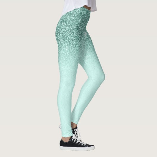Mint Green Glam Glitzer Sparkle Ombre Trendy Leggings (Rechts)