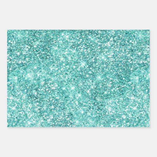 Mint Green Glam Glitzer Weihnachten Geschenkpapier Set (Vorderseite 3)