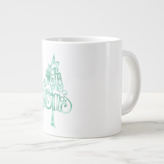 Mint Green Glam Weihnachten Jumbo-Tasse (Vorderseite Rechts)