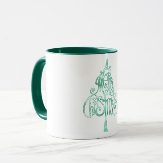 Mint Green Glam Weihnachten Tasse (Vorderseite Links)