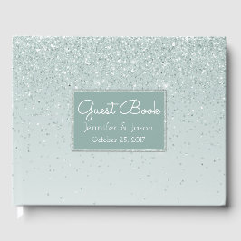 Mint Green Glittery Wedding Guest Book Gästebuch