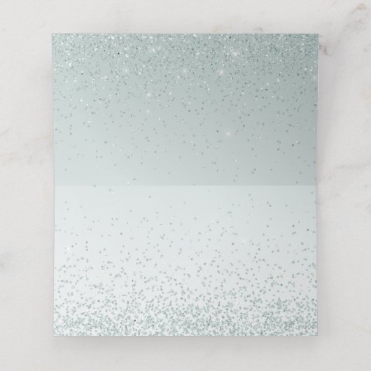 Mint Green Glittery Wedding Platzkarte (Innenseite Aufgefaltet)