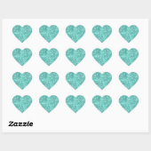 Mint Green Glitz Glitzer Herz-Aufkleber (Blatt)
