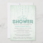 Mint Green Glitzer Baby Dusche Einladung (Vorderseite)