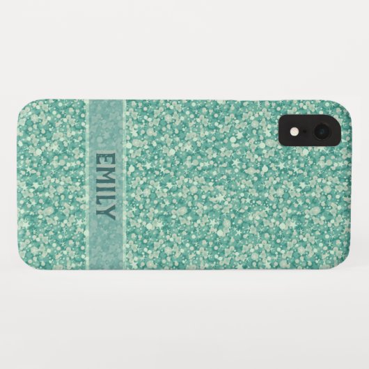 Mint Green Glitzer Case-Mate iPhone Hülle (Rückseite (Horizontal))