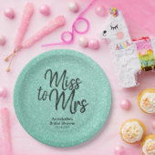 Mint Green Glitzer Girly Miss zu Mrs. Brautparty Pappteller (Party)