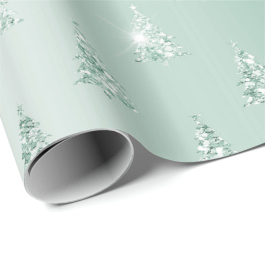 Mint Green Glitzer Sparkle Weihnachtsbaumen Geschenkpapier (Rolleneckpunkt)