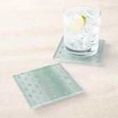 Mint Green Glitzer Sparkle Weihnachtsbaumen Glasuntersetzer (Schrägansicht)