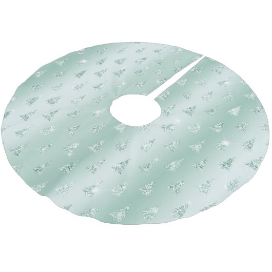 Mint Green Glitzer Sparkle Weihnachtsbaumen   Polyester Weihnachtsbaumdecke (Schrägansicht)