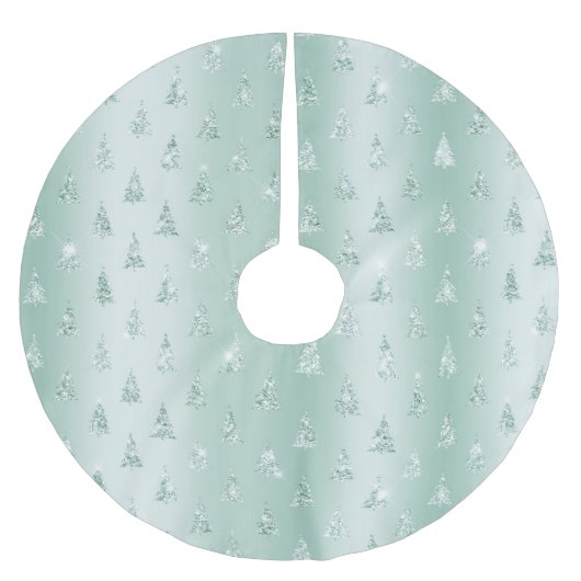 Mint Green Glitzer Sparkle Weihnachtsbaumen   Polyester Weihnachtsbaumdecke (Vorderseite)