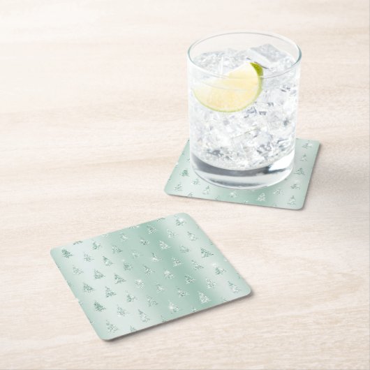 Mint Green Glitzer Sparkle Weihnachtsbaumen Rechteckiger Pappuntersetzer (Vor Ort)