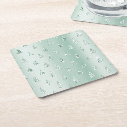 Mint Green Glitzer Sparkle Weihnachtsbaumen Rechteckiger Pappuntersetzer (angewinkelt)