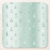 Mint Green Glitzer Sparkle Weihnachtsbaumen Rechteckiger Pappuntersetzer (Vorderseite)