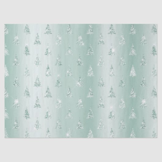 Mint Green Glitzer Sparkle Weihnachtsbaumen Seidenpapier (Vorderseite)