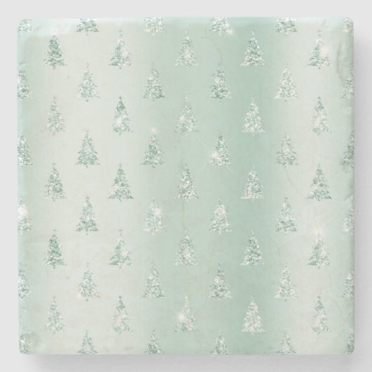 Mint Green Glitzer Sparkle Weihnachtsbaumen Steinuntersetzer (Vorderseite)