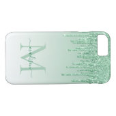 Mint Green Glitzer Tropfen Sparkle Monogram Script Case-Mate iPhone Hülle (Rückseite (Horizontal))