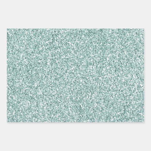 Mint Green Glitzy Glitzer Geschenkpapier Set (Vorderseite 2)