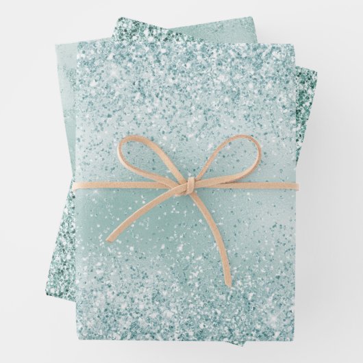 Mint Green Glitzy Glitzer Geschenkpapier Set (Beispiel)