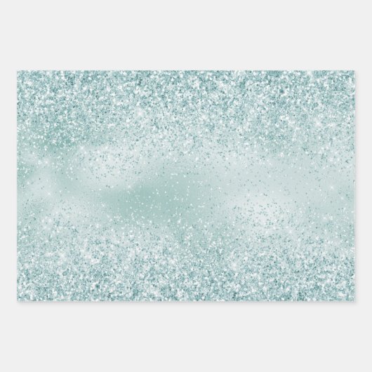 Mint Green Glitzy Glitzer          Geschenkpapier Set (Vorderseite)