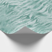 Mint Green Glitzy Zebra Print Geschenkpapier (Ecke)