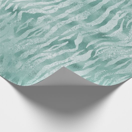 Mint Green Glitzy Zebra Print Geschenkpapier (Ecke)