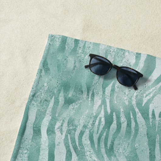 Mint Green Glitzy Zebra Print Glitzer Strandtuch (Beispiel)