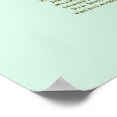 Mint Green & Gold 23 Table Wedding Seating Chart Poster (Ecke)