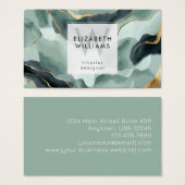 Mint Green Gold Abstract Monogram Business Cards (Vorne & Hinten)
