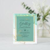 Mint Green Gold Alkohol Tinte Abstrakt Hochzeit (Stehend Vorderseite)