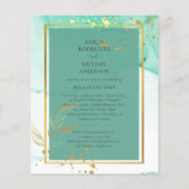 Mint Green Gold Alkohol Tinte Abstrakt Hochzeit Flyer (Hinten)
