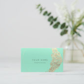 Mint Green Gold Blume Botanische Metallic MInimal1 Visitenkarte (Stehend Vorderseite)