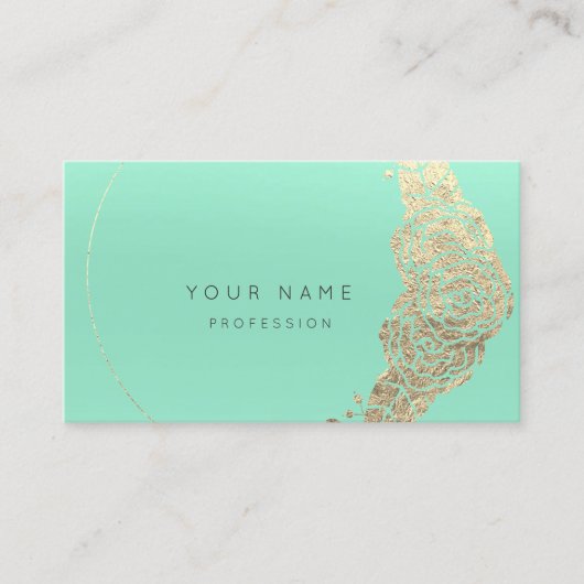 Mint Green Gold Blume Botanische Metallic MInimal1 Visitenkarte (Vorderseite)